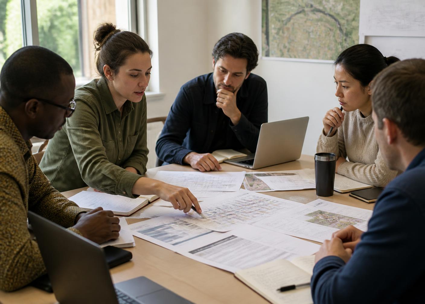 Réunion de préparation autour d'un rétroplanning